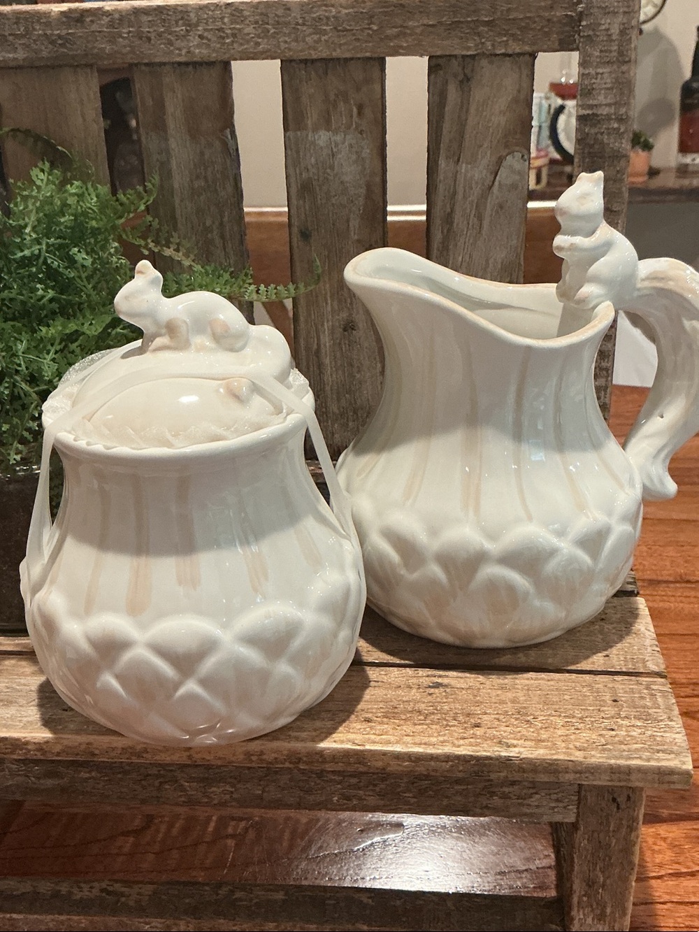 Fall Squirrel Cream and Sugar Set